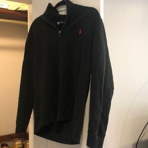 Runs big but small Black quarter zip